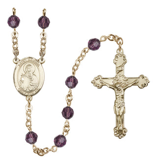 14 Karat Gold-Filled 6mm Austrian Crystal Saint Marina Rosary in Amethyst