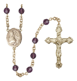 14 Karat Gold-Filled 6mm Austrian Crystal Saint Jeanne Chezard de Matel Rosary in Amethyst