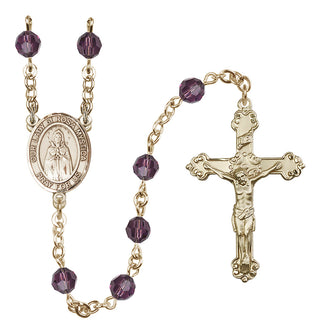 14 Karat Gold-Filled 6mm Austrian Crystal Our Lady of Rosa Mystica Rosary in Amethyst