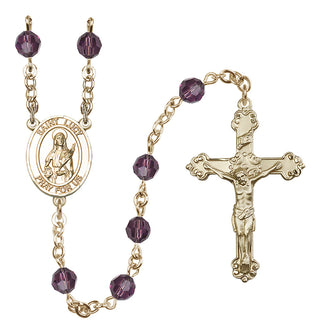 14 Karat Gold-Filled 6mm Austrian Crystal Saint Lucy Rosary in Amethyst