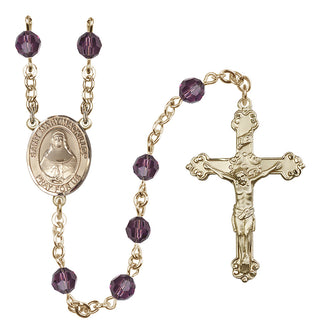 14 Karat Gold-Filled 6mm Austrian Crystal Saint Mary Mackillop Rosary in Amethyst
