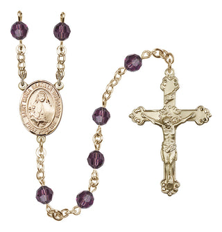 14 Karat Gold-Filled 6mm Austrian Crystal Saint Maria Bertilla Boscardin Rosary in Amethyst