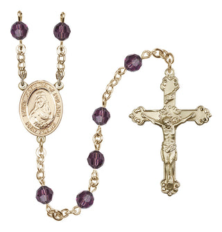 14 Karat Gold-Filled 6mm Austrian Crystal Saint Jadwiga of Poland Rosary in Amethyst