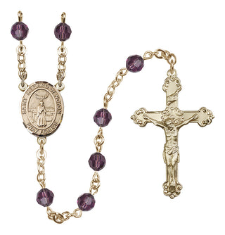 14 Karat Gold-Filled 6mm Austrian Crystal Saint Medard of Noyon Rosary in Amethyst