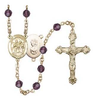 14 Karat Gold-Filled 6mm Austrian Crystal Saint Christopher / Choir Rosary in Amethyst