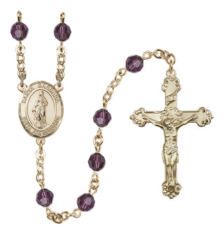 14 Karat Gold 6mm Austrian Crystal Santa Barbara Rosary in Amethyst
