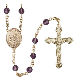 14 Karat Gold 6mm Austrian Crystal San Jose Rosary in Amethyst