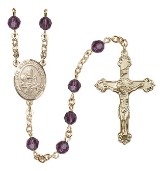 14 Karat Gold 6mm Austrian Crystal San Ramon Nonato Rosary in Amethyst