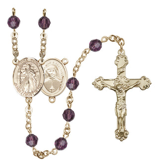 14 Karat Gold 6mm Austrian Crystal Divine Mercy Rosary in Amethyst
