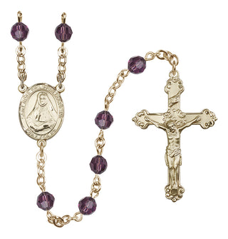 14 Karat Gold 6mm Austrian Crystal Saint Rose Philippine Duchesne Rosary in Amethyst