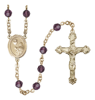 14 Karat Gold 6mm Austrian Crystal Saint Margaret Mary Alacoque Rosary in Amethyst