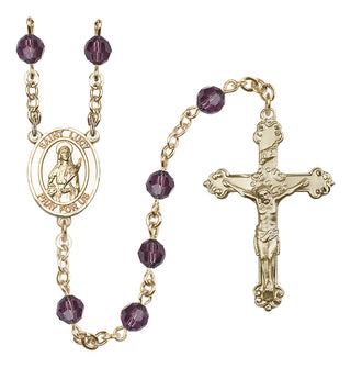 14 Karat Gold 6mm Austrian Crystal Saint Lucy Rosary in Amethyst