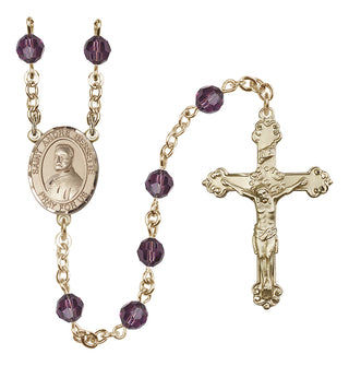 14 Karat Gold 6mm Austrian Crystal Saint Andre Bessette Rosary in Amethyst