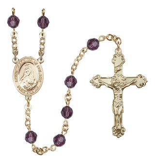 14 Karat Gold 6mm Austrian Crystal Saint Jadwiga of Poland Rosary in Amethyst