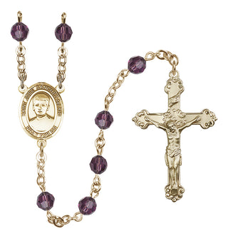 14 Karat Gold 6mm Austrian Crystal Saint Jose Sanchez del Rio Rosary in Amethyst