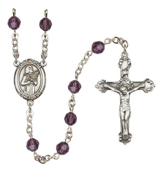 Sterling Silver 6mm Austrian Crystal Saint Agatha Rosary in Amethyst