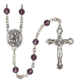 Sterling Silver 6mm Austrian Crystal San Antonio Rosary in Amethyst