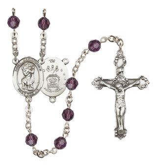 Sterling Silver 6mm Saint Christopher / Air Force Rosary