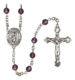 Sterling Silver 6mm Austrian Crystal San Cristobal Rosary in Amethyst