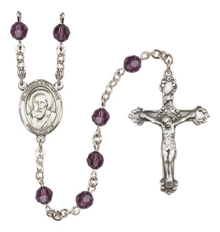 Sterling Silver 6mm Austrian Crystal Saint Francis de Sales Rosary in Amethyst