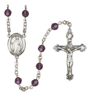 Sterling Silver 6mm Austrian Crystal Saint Justin Rosary in Amethyst