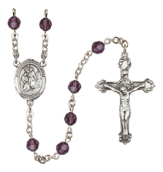 Sterling Silver 6mm Austrian Crystal Saint John the Baptist Rosary in Amethyst