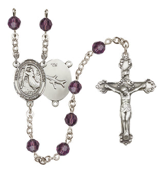 Sterling Silver 6mm Austrian Crystal Saint Joseph of Cupertino Rosary in Amethyst