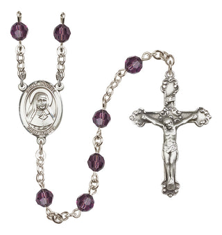 Sterling Silver 6mm Austrian Crystal Saint Louise de Marillac Rosary in Amethyst
