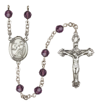 Sterling Silver 6mm Austrian Crystal Saint Luke the Apostle Rosary in Amethyst