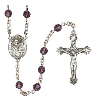 Sterling Silver 6mm Austrian Crystal Saint Margaret Mary Alacoque Rosary in Amethyst