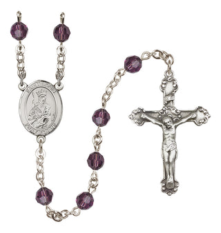 Sterling Silver 6mm Austrian Crystal Saint Louis Rosary in Amethyst