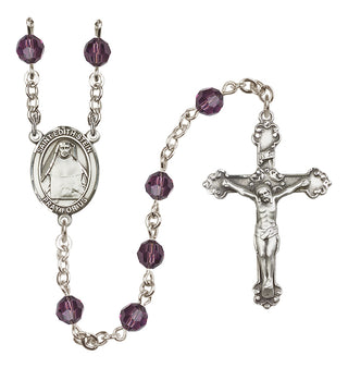 Sterling Silver 6mm Austrian Crystal Saint Edith Stein Rosary in Amethyst