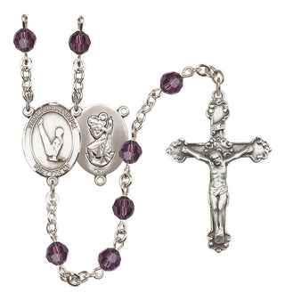 Sterling Silver 6mm Saint Christopher/Gymnastics  Engraved Catholic Rosaries