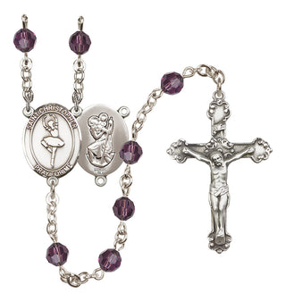 Sterling Silver 6mm Saint Christopher/Dance  Engraved Catholic Rosaries