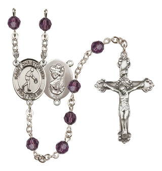 Sterling Silver 6mm Saint Christopher/Basketball Rosary