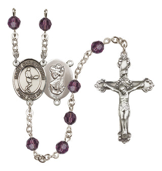 Sterling Silver 6mm Saint Christopher/Tennis Rosary