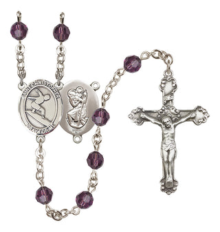 Sterling Silver 6mm Saint Christopher/Surfing Rosary