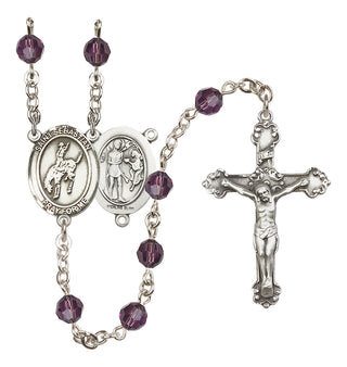 Sterling Silver 6mm Austrian Crystal Saint Sebastian / Rodeo Rosary in Amethyst