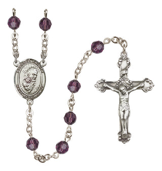 Sterling Silver 6mm Austrian Crystal Blessed Trinity Rosary in Amethyst