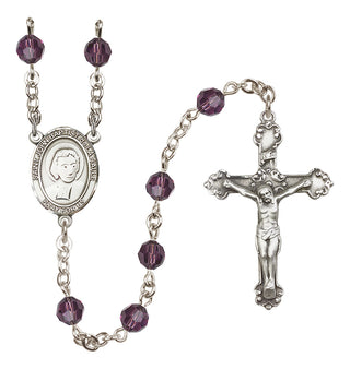 Sterling Silver 6mm Austrian Crystal Saint John Baptist de la Salle Rosary in Amethyst