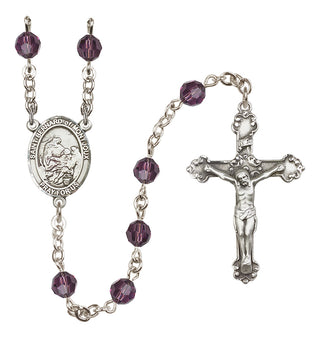 Sterling Silver 6mm Austrian Crystal Saint Bernard of Montjoux Rosary in Amethyst