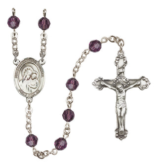 Sterling Silver 6mm Austrian Crystal Our Lady of Good Counsel Rosary in Amethyst