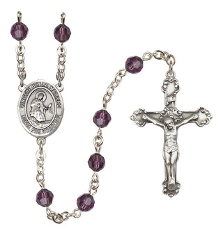 Sterling Silver 6mm Austrian Crystal Virgen de la Merced Rosary in Amethyst