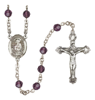 Sterling Silver 6mm Austrian Crystal Saint Christina the Astonishing Rosary in Amethyst