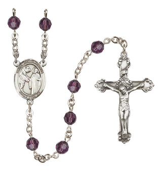 Sterling Silver 6mm Austrian Crystal Saint Columbanus Rosary in Amethyst