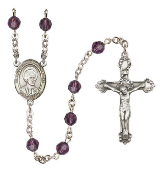 Sterling Silver 6mm Austrian Crystal Saint Louis Marie de Montfort Rosary in Amethyst