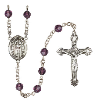 Sterling Silver 6mm Austrian Crystal Saint Matthias the Apostle Rosary in Amethyst
