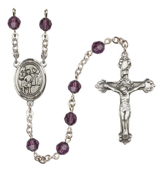 Sterling Silver 6mm Austrian Crystal Saint Vitus Rosary in Amethyst