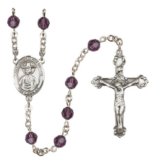 Sterling Silver 6mm Austrian Crystal Saint Andrew Kim Taegon Rosary in Amethyst