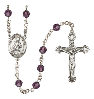 Sterling Silver 6mm Austrian Crystal Saint Simon the Apostle Rosary in Amethyst